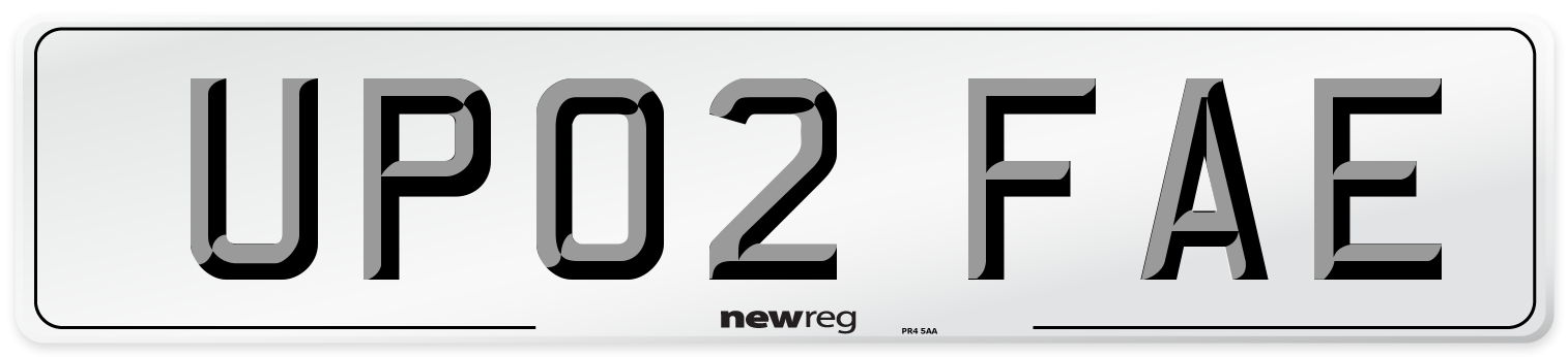UP02 FAE Number Plate from New Reg